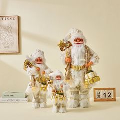 金色のサンタクロースの置物30/45/60cmクリスマスの子供のショーウインドーの家庭の装飾品の創意の新商品は国境を越えます。