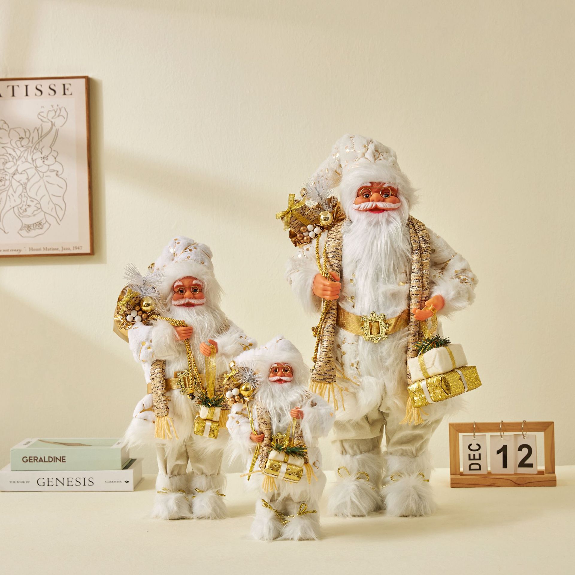 Golden Santa Claus decoración 30/45/60cm Navidad muñeca ventana decoración del hogar creativo nuevo transfronterizo