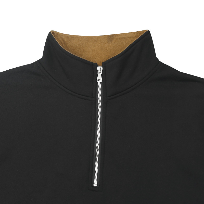 Embroidered Men's Hoodies With Stand Collar And Colour-block Style_voghion.com