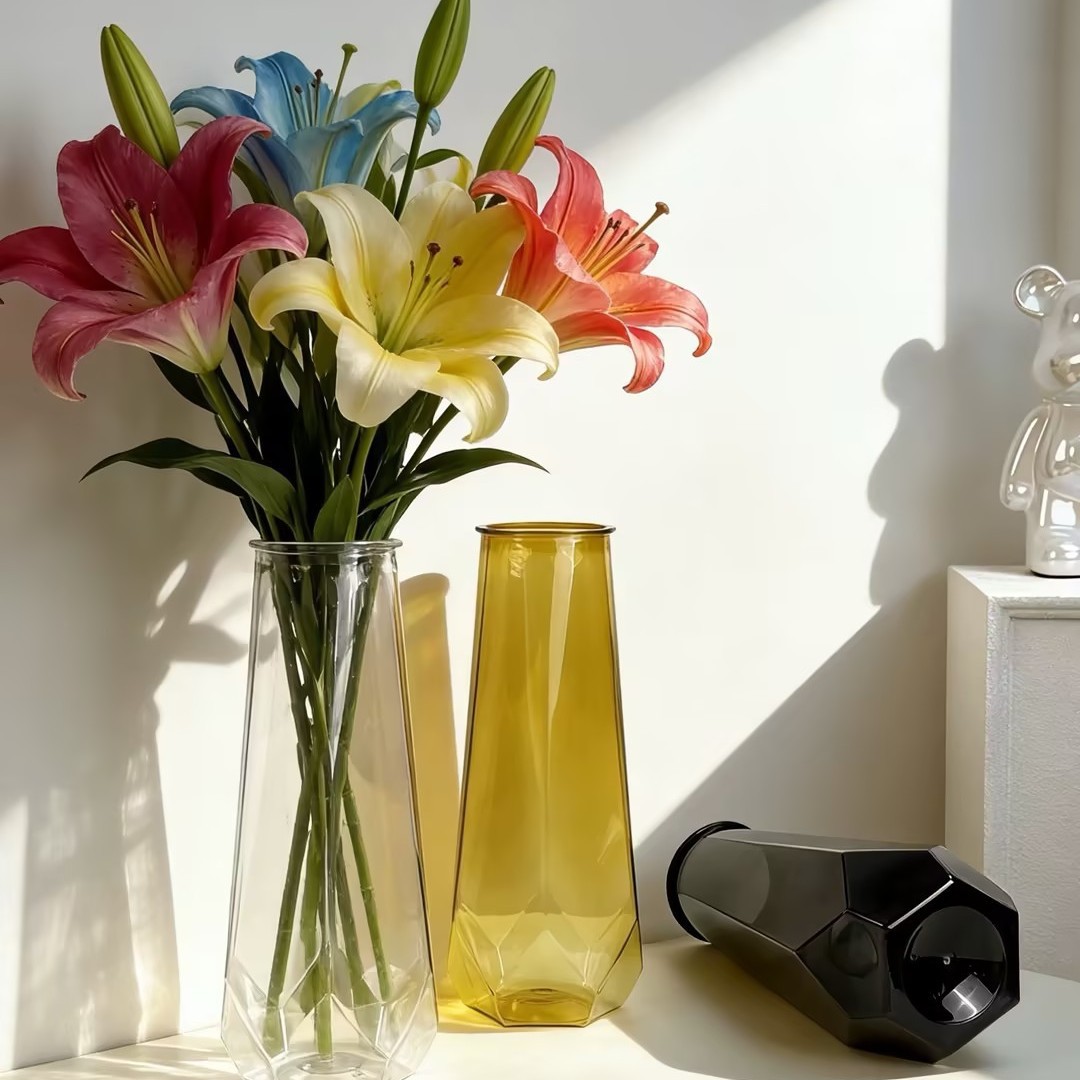 Botella de agua acrílica lirio rico bambú recipiente transparente imitación de vidrio maceta ornamentos de plantas hidropónicas