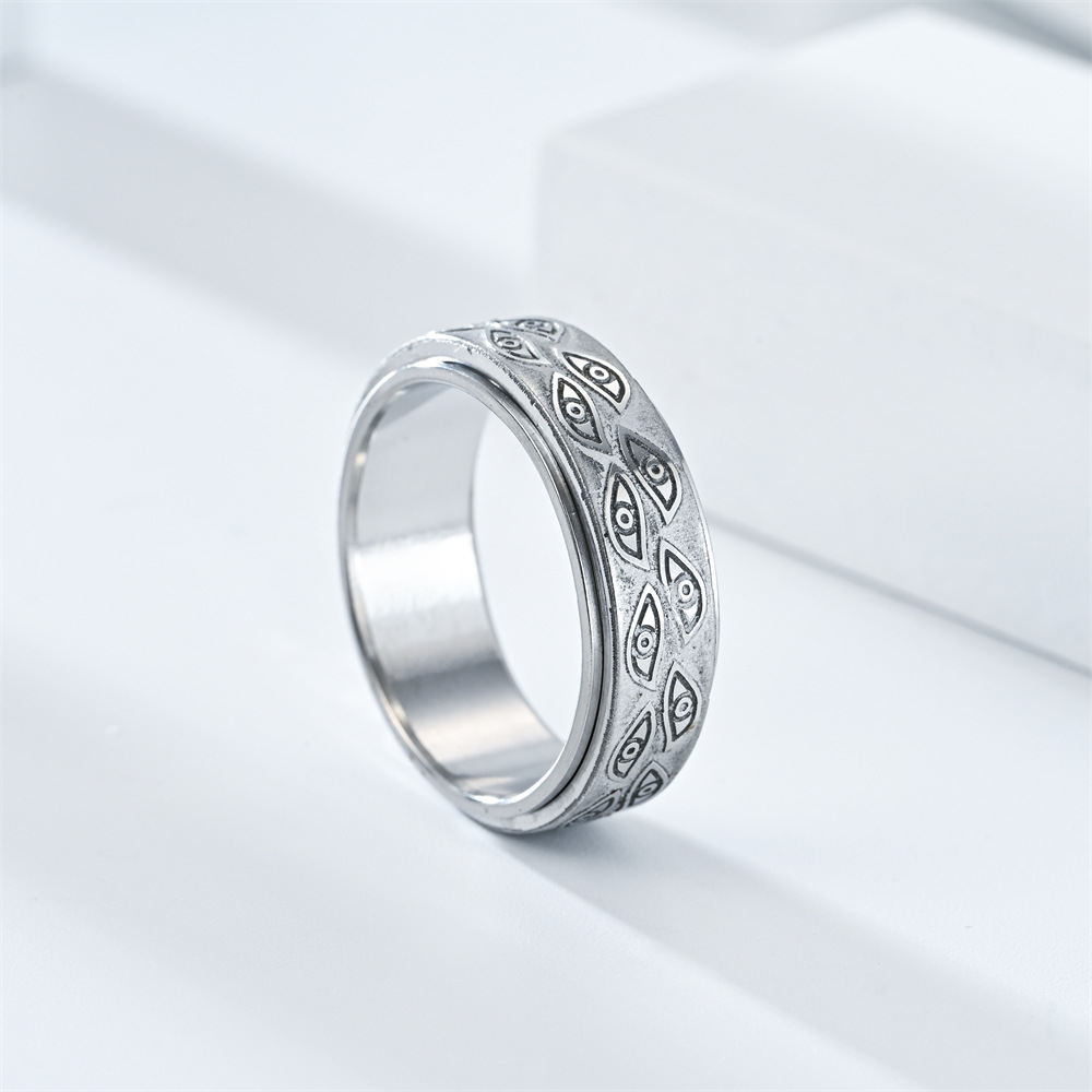 Simple Style Devil's Eye Titanium Steel Couple Rings display picture 4