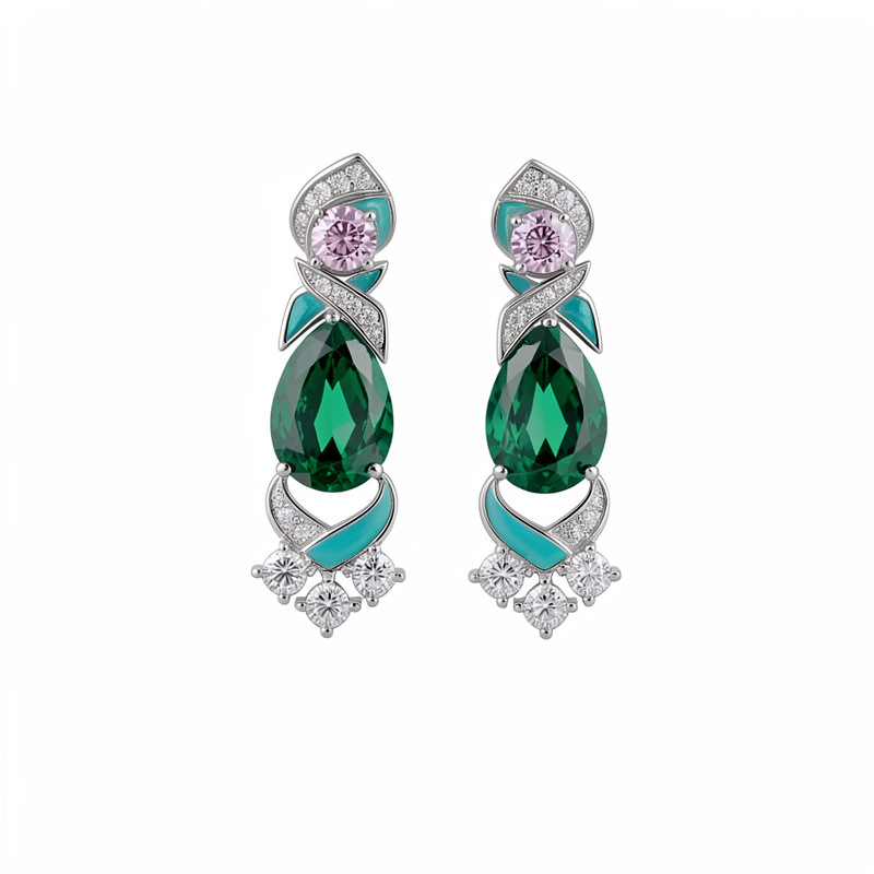 Corte de viento goteo de aceite de zircon collar oval lujo ligero de alto nivel sensación de cadena de clavícula exquisita nicho conjunto de joyería al por mayor
