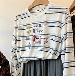 雪花棉韩系立体腊肠狗狗卡通印花丝滑长袖防晒T恤女夏季空调罩衫