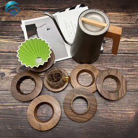 胡桃木托咖啡滤杯木托V60玻璃杯木架分享壶木托防热隔热木托盘