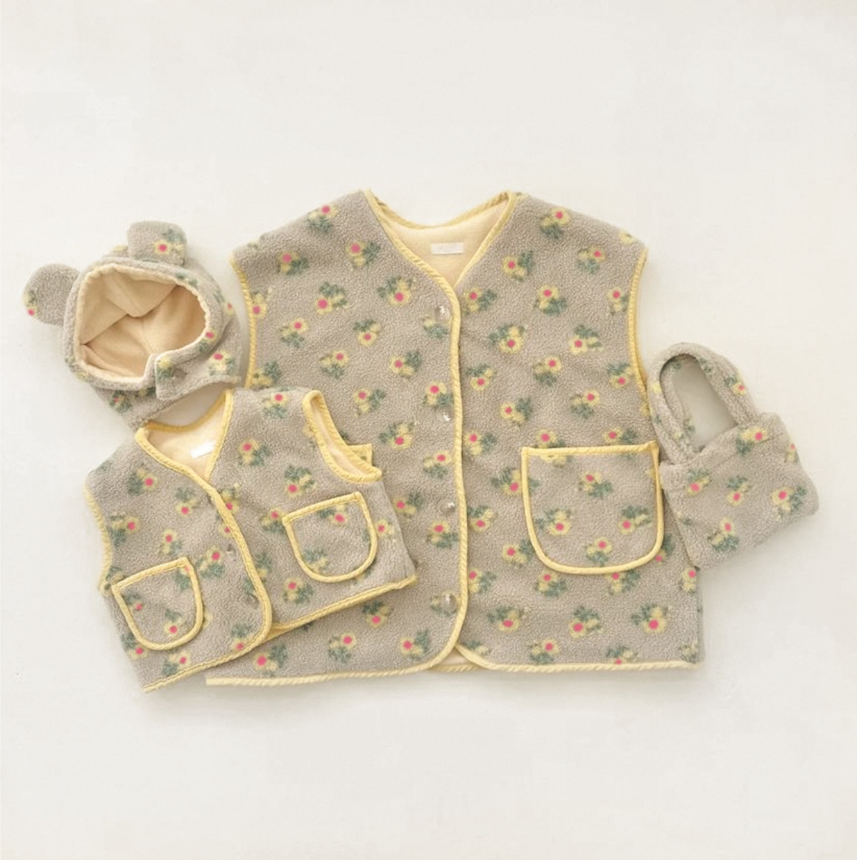 Bebé bebé primavera y otoño floral de terciopelo de doble cara de un solo pecho ropa exterior chaleco niños y niñas bebé niños chaleco caliente