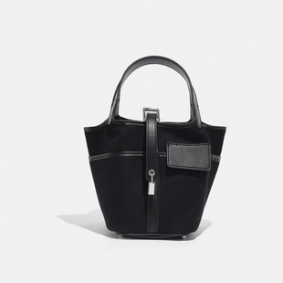 2025 Spring and Summer New Canvas Basket Handbag Classic Bucket Bag Single Shoulder Crossbody Bag Trendy Bucket Bag