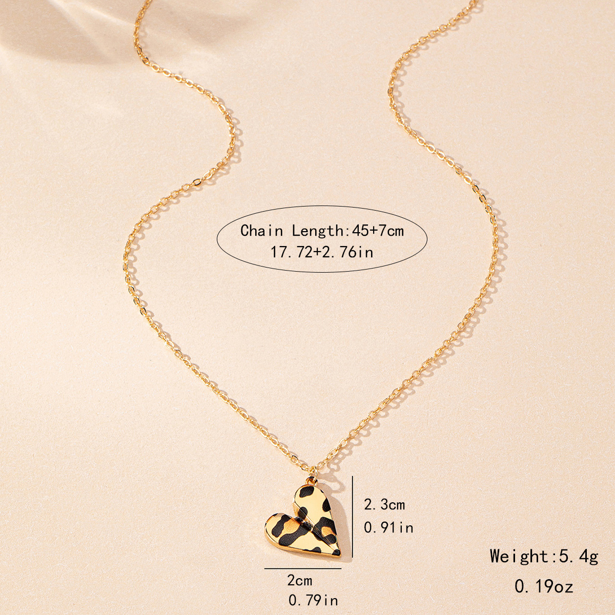 Collar con colgante de corazón y estampado leopardo, elegante y de lujo, para San Valentín, suministro transfronterizo image 5