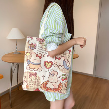 原创可爱卡通兔子单肩包小众设计大容量帆布包女新款学生通勤背包