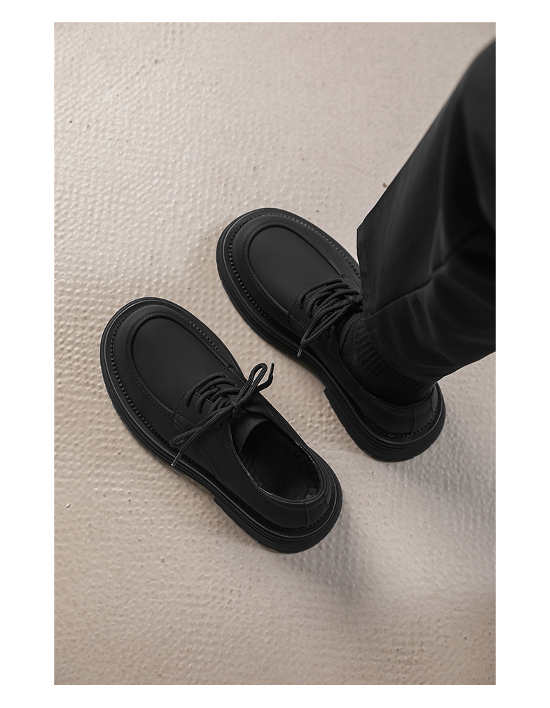 ShoeVault Herren Leder 2025 Neue Business Casual Schwarz Große Zehen Arbeits Frühling Herbst Dicke Sohle Derby Schuhe_voghion.com