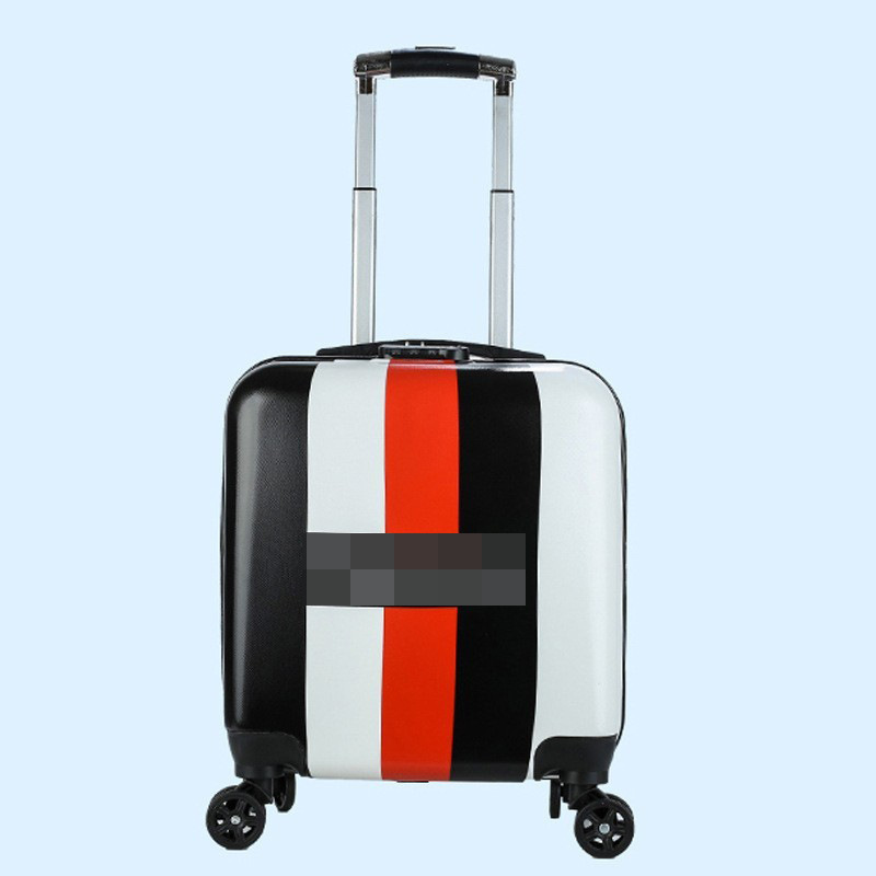 Equipaje de estilo británico de 18 pulgadas de gran capacidad de la rueda universal de los niños trolley caso impreso Logotipo de embarque caso al por mayor