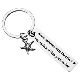 Amazon Best Selling Stainless Steel Keychain Pendant Starfish Pendant DIY Engraving Thank You Teacher Ladies Gift