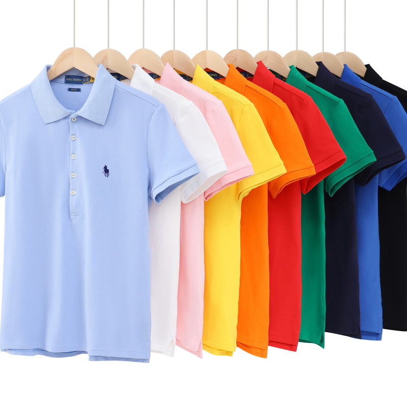 Summer Pony Label Women's Short-sleeved Polo Shirt Slim-fit Five-button Women's Paul Shirt Pure Cotton Lapel T-shirt Polo Shirt
