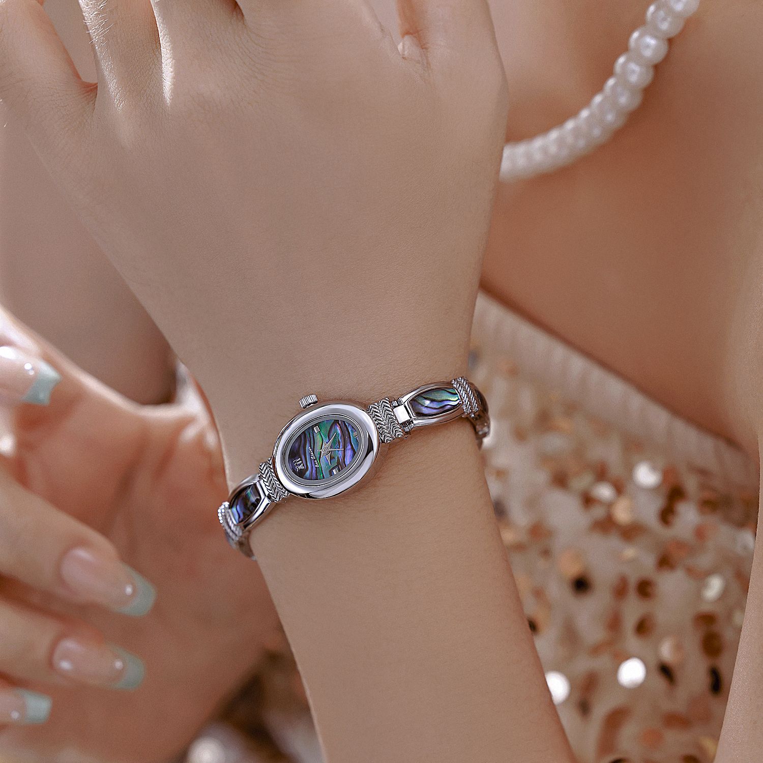 Bs New Model Hot-Selling Manufacturer Direct Sales Export Natural High-Grade Black Gold Abalone Live Bracelet Watch Fa1892