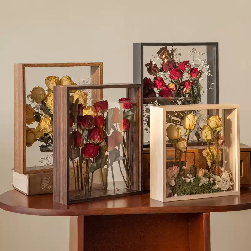 Double-Sided Transparent DIY Handmade Hollow Dried Flower Photo Frame Table Stereo Handmade Painted Rose Ticket Storage Photo Frame Double-Sided Transparent DIY Handmade Hollow Dried Flower Photo Frame Table Stereo Handmade Painted Rose Ticket Storage Photo Frame