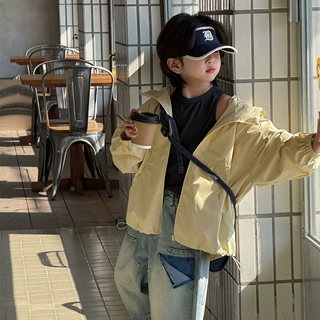 奶酪与喵童装男童冲锋衣2026年春款双拉链休闲洋气儿童宽松外套潮