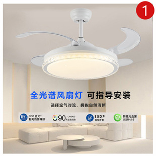 Intelligent Variable Frequency Invisible Fan Lamp for Guest Restaurants Zhongshan Factory 48inch Full Spectrum Modern Bedroom Ceiling Fan Lamp