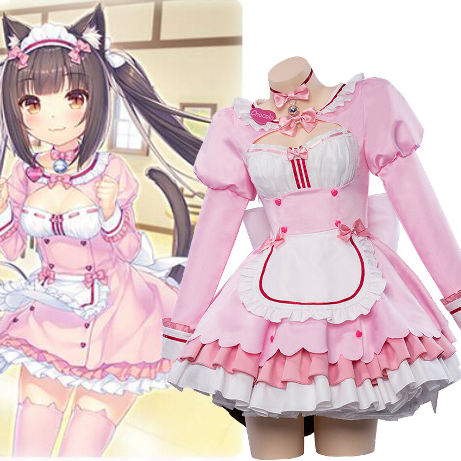 Cat Girl Paradise Maid Costume Chocolate Caramel cosplay dress Cat Girl cosplay outfit dress