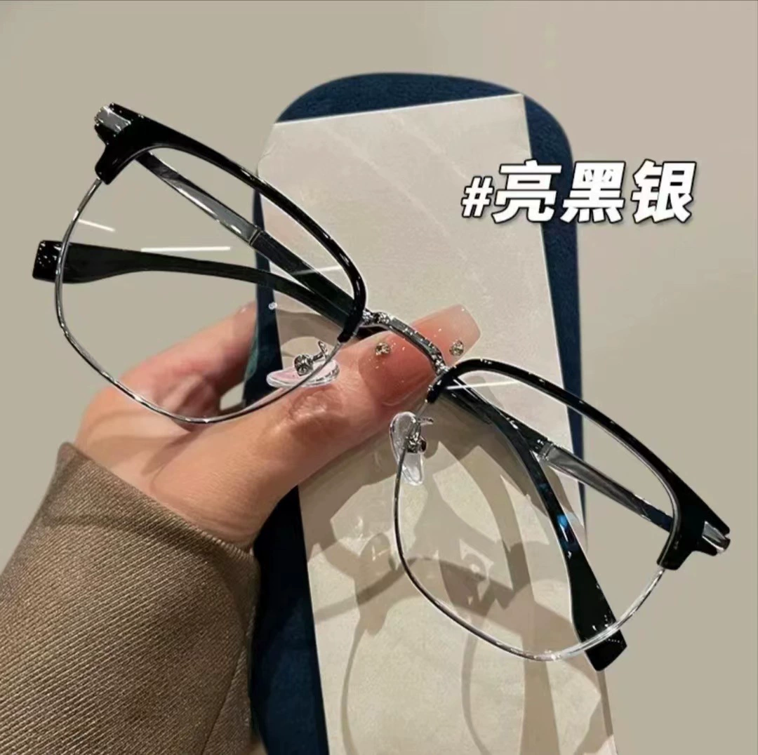 Очковая рамка для бровей мужчине Retro Shuther Semic -Frame Glasses Ioplays Анти - Blu -ray Платформа рамка большие очки на полке