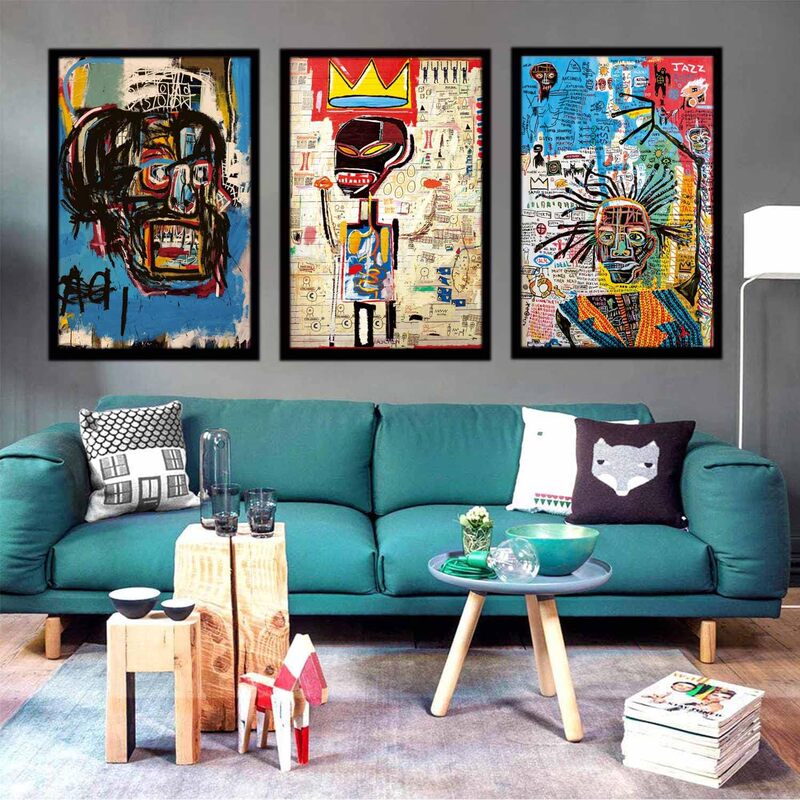 Temu Platform High-Definition Framed Oil Painting Triptych Abstract Figure Portrait Hotel Home Art Canvas Spray Painting