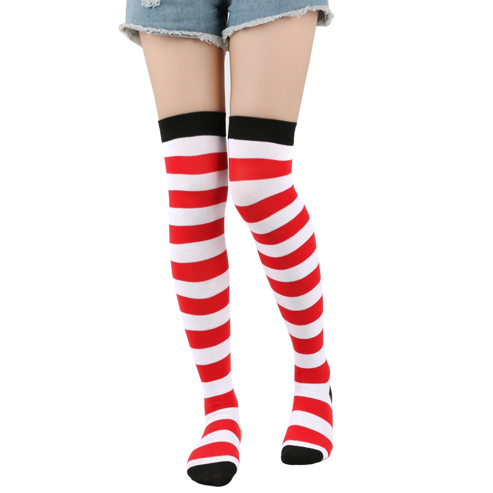 Calze lunghe a righe per donna, calzini sopra il ginocchio, calzini da donna per feste di cosplay anime_voghion.com