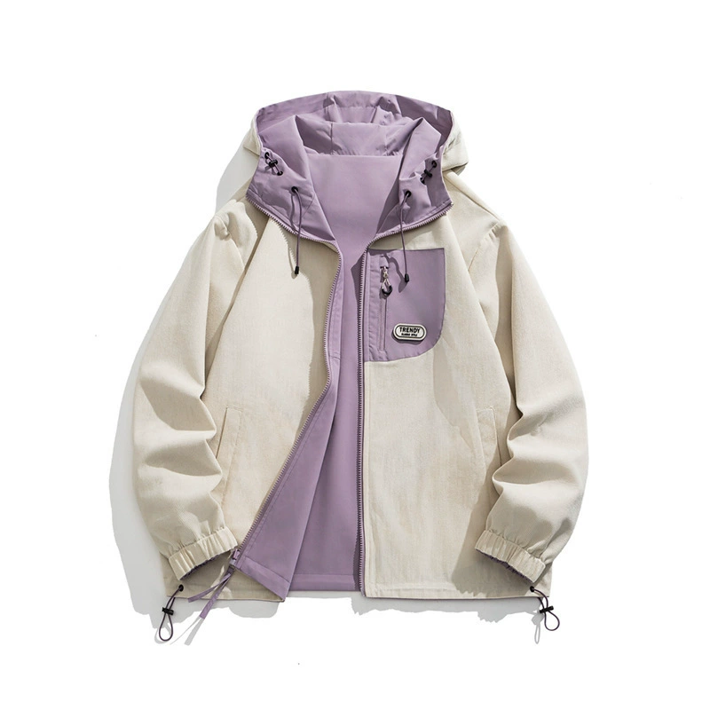 Весенне-осенняя новая двусторонняя куртка с капюшоном и цветными блоками для мужчин и женщин, модный молодежный бренд, стильный универсальный допамин