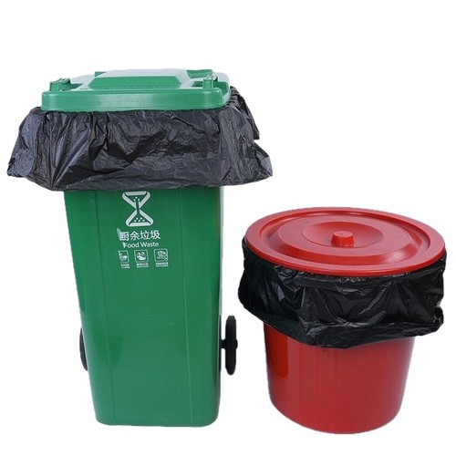 Black flat-mouth commercial waste bags for hotels and properties, disposable large-sized thick waste bags, garden plastic bags