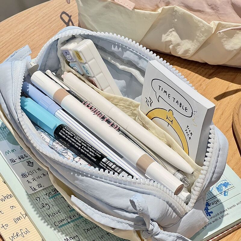 云朵吐司蝴蝶结笔袋高颜值初高中学生大容量文具盒铅笔收纳袋跨境|undefined