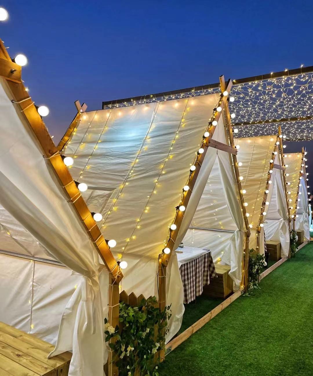 Internet celebrity tent triangle terrace Hot Pot Cottage barbecue outdoor camping starry bed & breakfast catering rain-proof tent