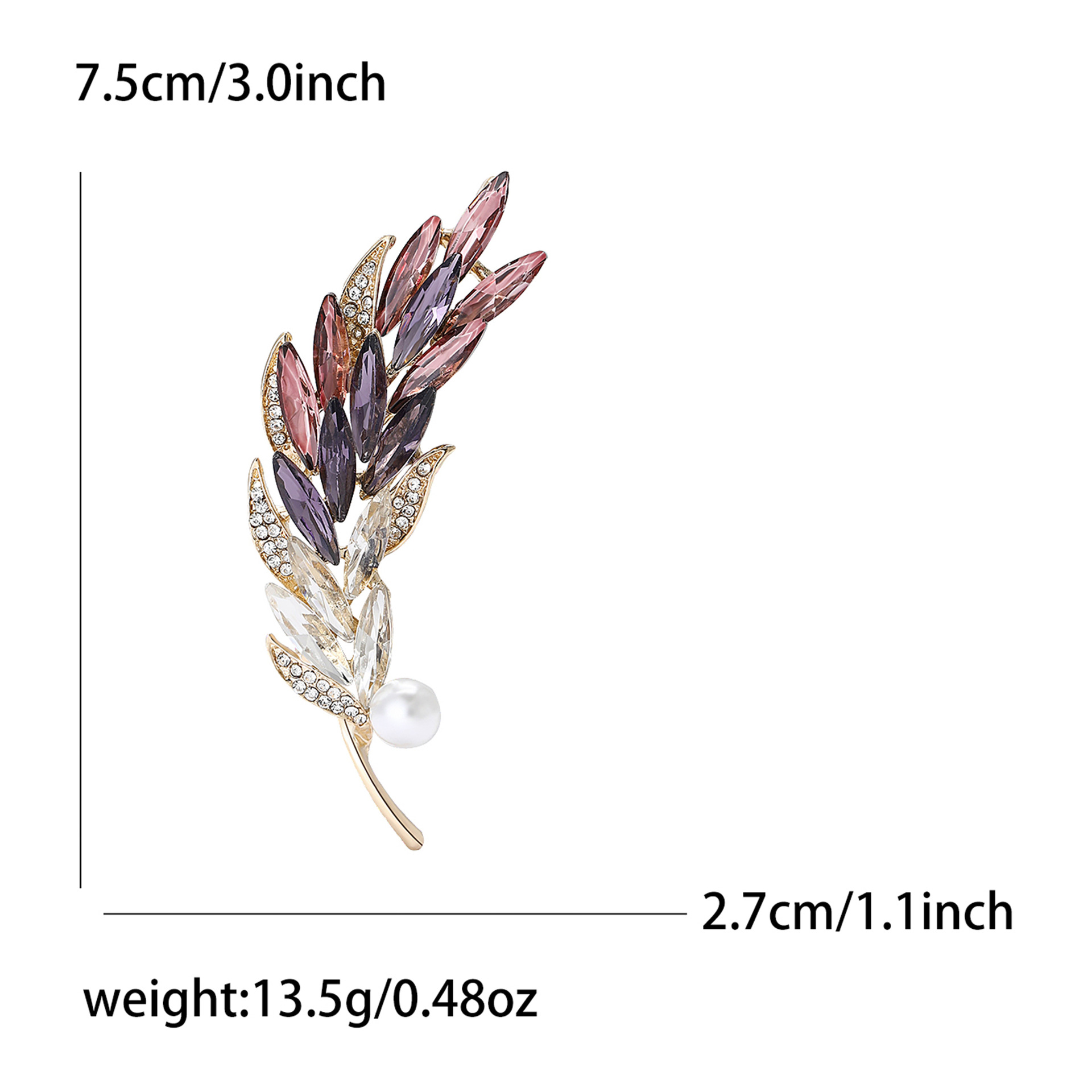 Brooches Classification Elegant Pin Feather Alloy Inlay Zircon Women's Brooches