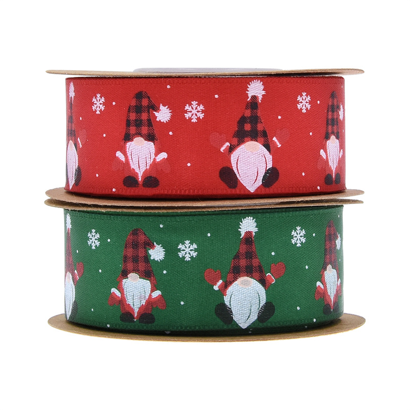 Transfronterizo nuevo impresión enano enano forjado cinta de regalo de Navidad cinta de dibujos animados Santa Claus 10 yardas