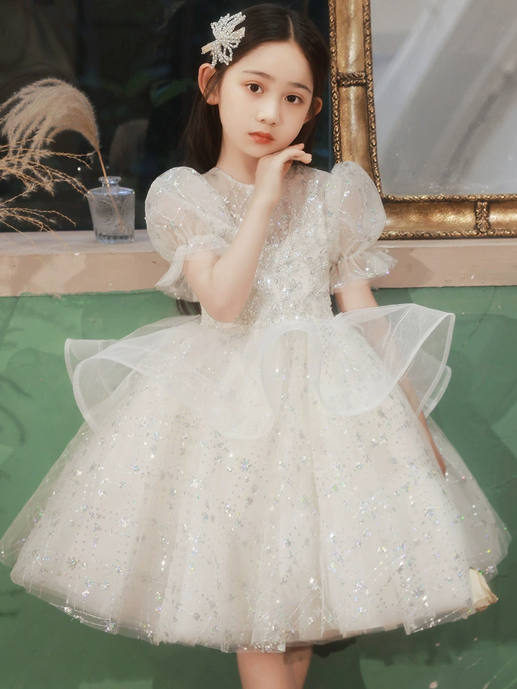 Платье для девочки, весеннее короткое детское пышное платье принцессы, платье для фортепианного выступления девушки-цветочка