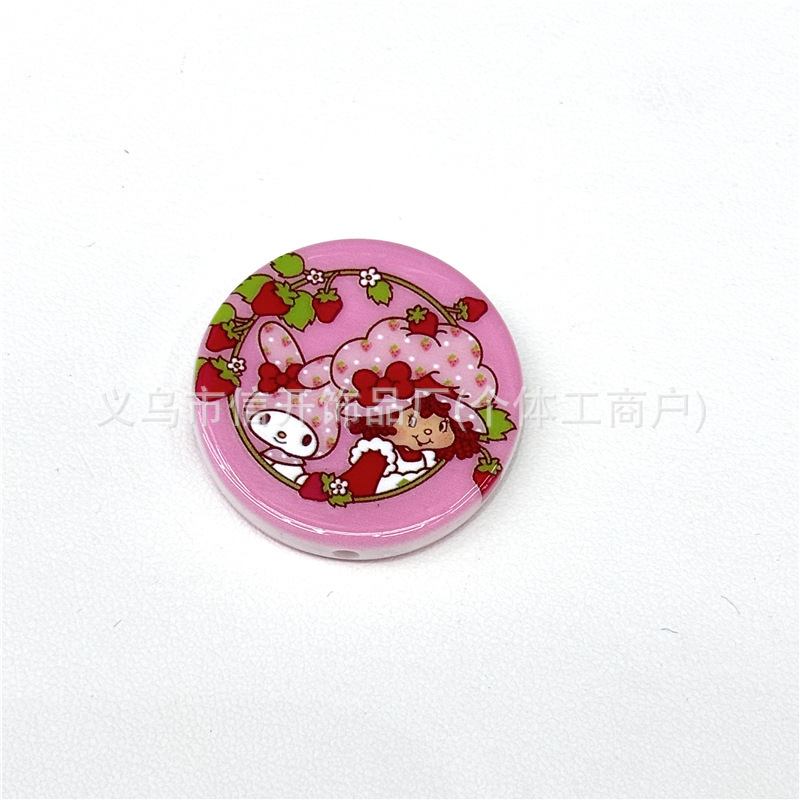 通孔草莓女孩印花异形串珠笔配件手机钥匙链diy手工饰品串珠材料|undefined