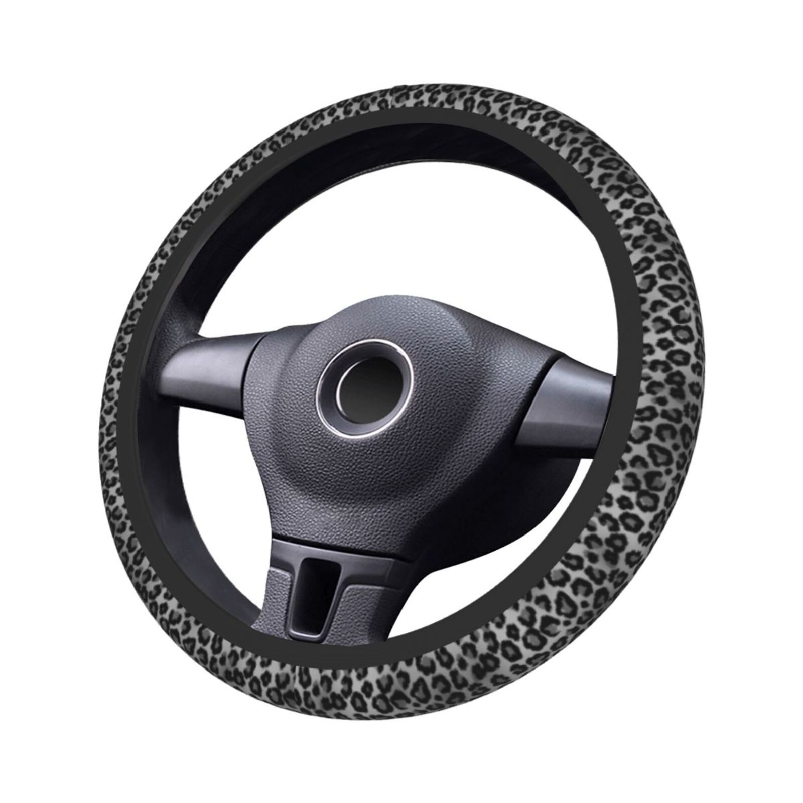 Foreign Trade Export Amazon Car Black Leopard Print Steering Wheel Cover Jit Dropshipping Wholesale Temu Hot Selling