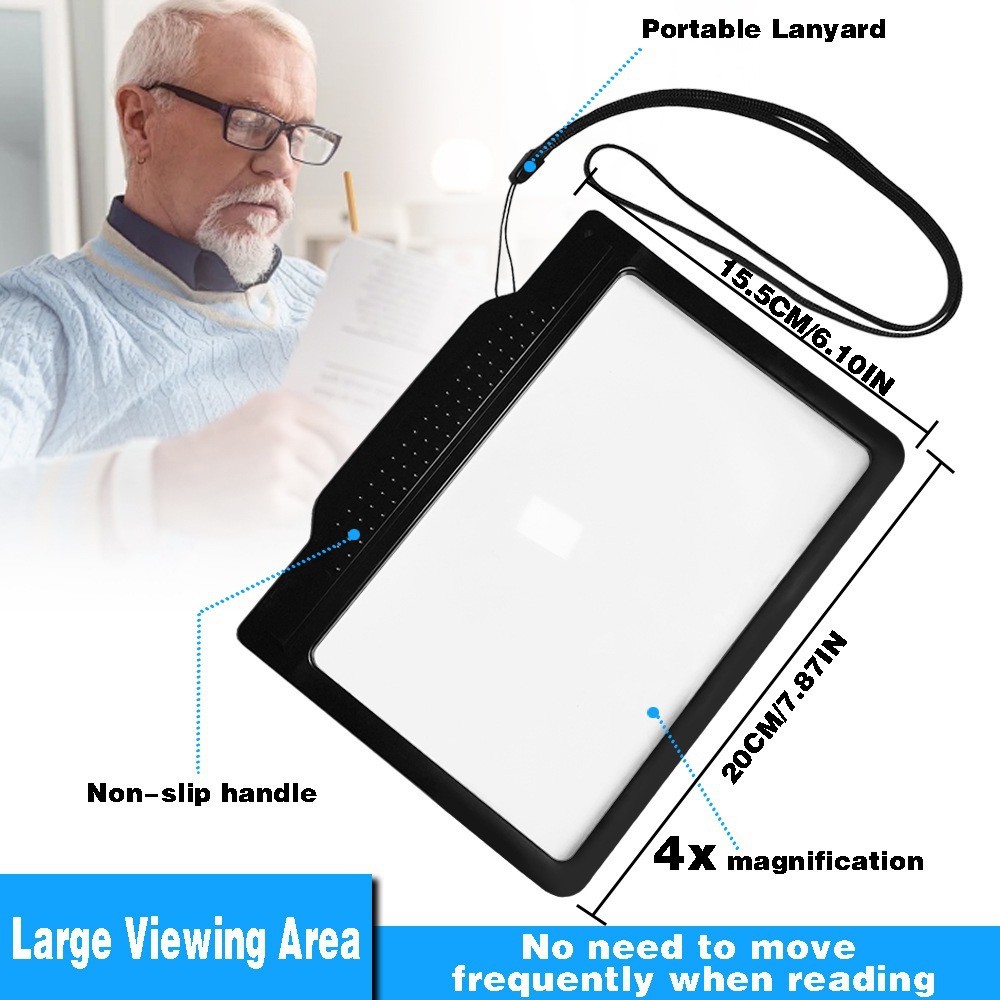 跨境热销 电池款手持阅读带灯放大镜便携式挂脖老人看报LED放大镜
