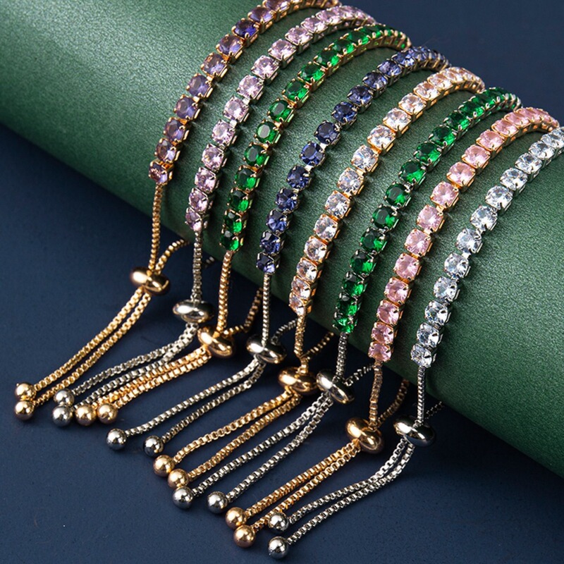 14 colorful 4.0mm zircon tennis pull bracelet fashion single row diamond bracelet jewelry cross-border factory wholesale