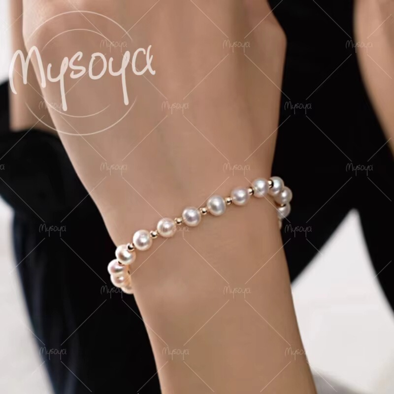 Mysoya 5-6mm Purple Freshwater Pearl Bracelet, Gift Box, for Her/Him, A0046 Mysoya 5-6mm Purple Freshwater Pearl Bracelet, Gift Box, for Her/Him, A0046
