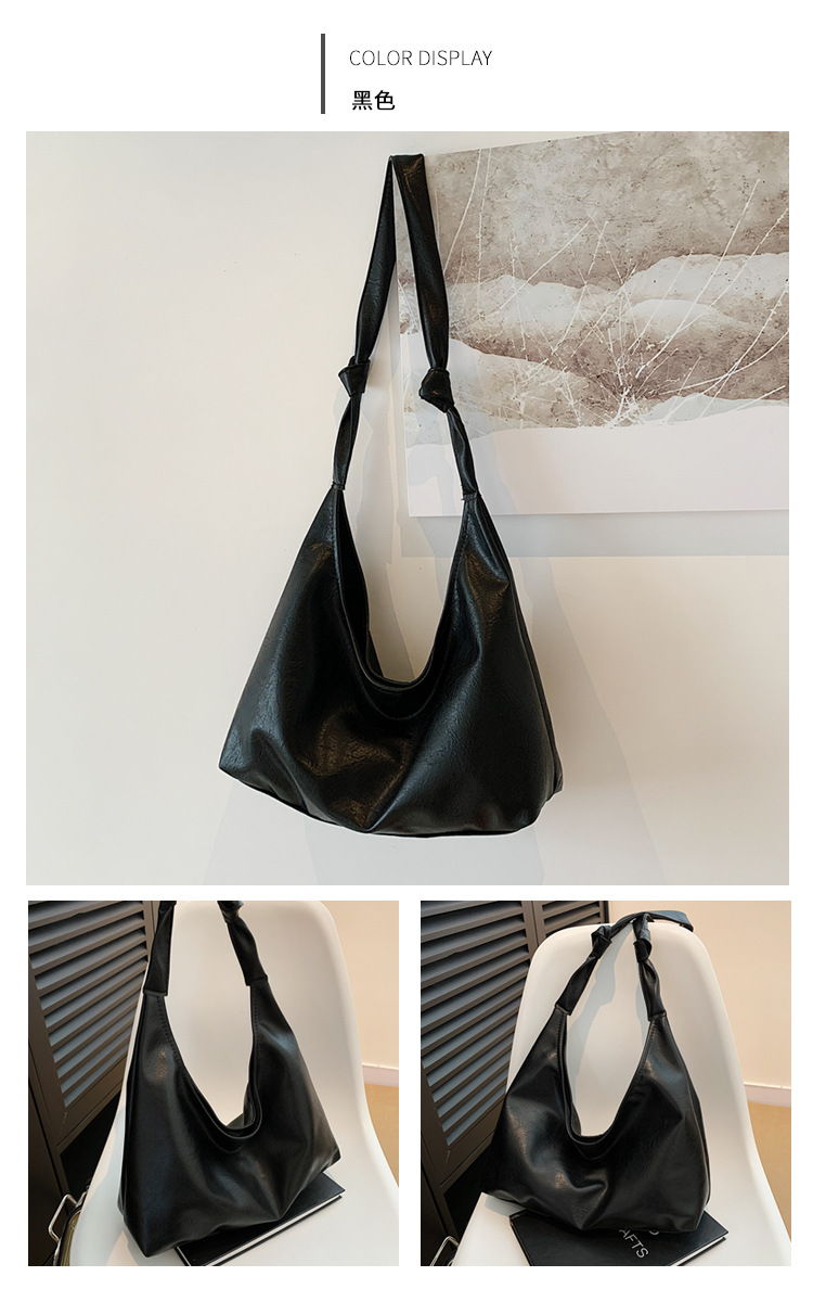 Large-capacity commuter bag for women, 2024 new style, fashionable and retro single-shoulder bag, casual and versatile, underarm tote soft leather bag undefined