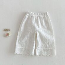 女童纯色休闲裤2026新款夏季宝宝洋气韩版绣花裤子儿童透气夏装潮