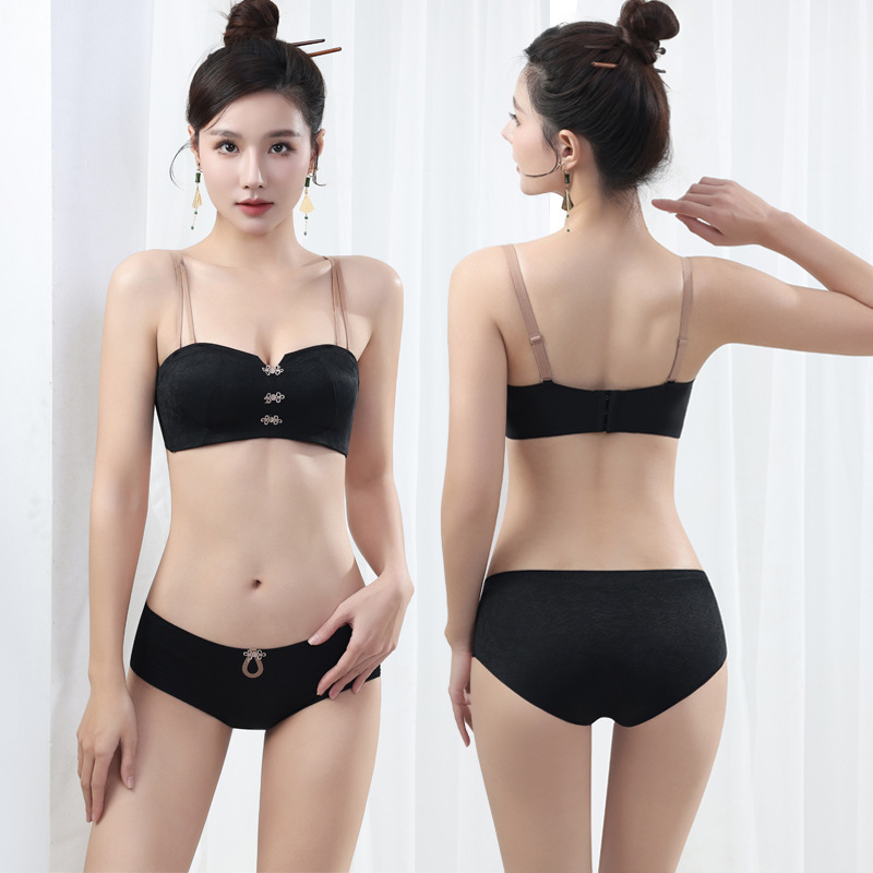 H3320 underwear women's lace sexy gathered small breast upper support women's bra set 2024 new explosions