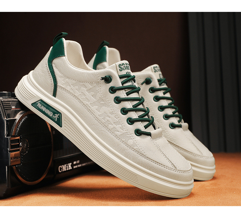 Herren Freizeitschuhe Weiß Flach Koreanischer Stil Sneaker_voghion.com