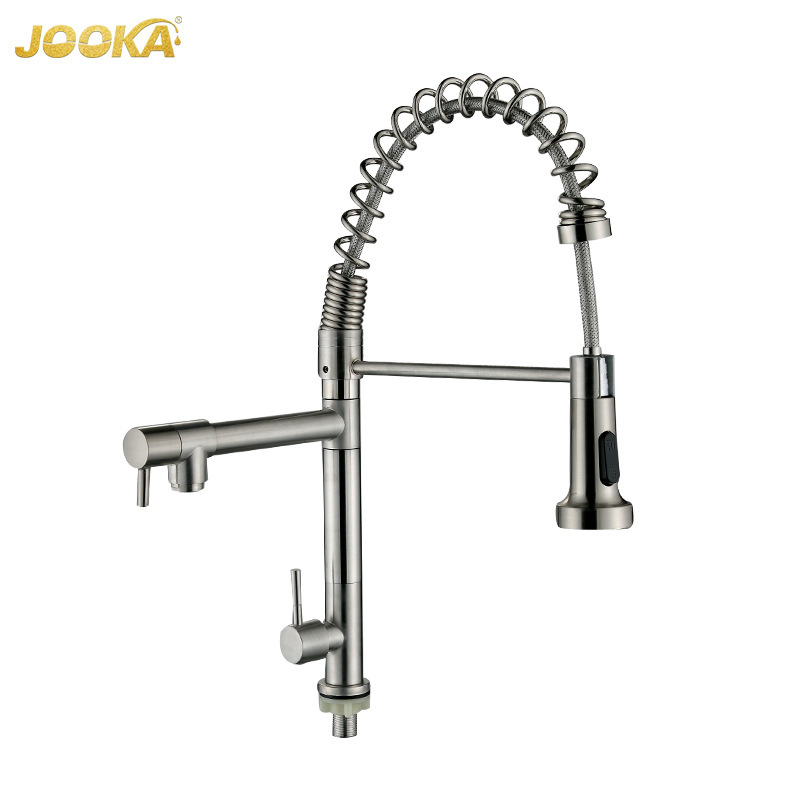 Malaysia's Best-Selling Brushed Stainless Steel Pull-Out Faucet with Flexible Water Outlet and Rotatable Sink Basin