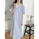 South Korea Ins Women's Summer New Korean-style Striped Lace V-neck Cardigan Pajamas Home Clothes suit Short-sleeved Nightdress