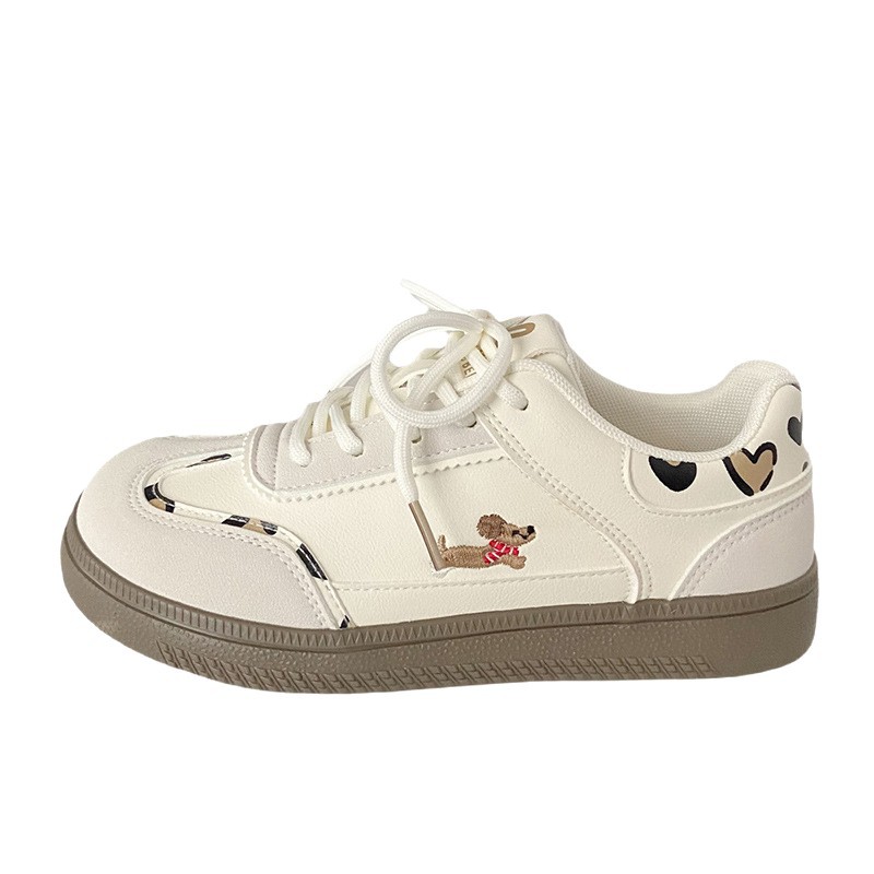 FGJX lindo cachorro zapatos de skate para mujeres 2025 otoño nuevo estilo de escuela zapatos de entrenamiento deportivos de estilo de escuela zapatos blancos casuales