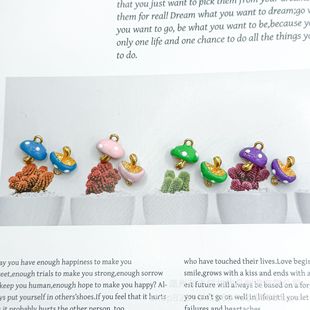 DIY Handmade Alloy Creative Cartoon Colorful Three-Dimensional Mushroom Pendant Jewelry Accessory Materials
