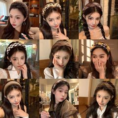 秋冬百搭发箍气质文艺少女压发头箍2025新款高级感菱格咖色发捆女