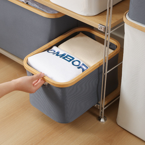 Stain Basket Household Storage Basket Foldable Laundry Basket Bamboo Fabric High-end Fashion Clothes Storage Basket