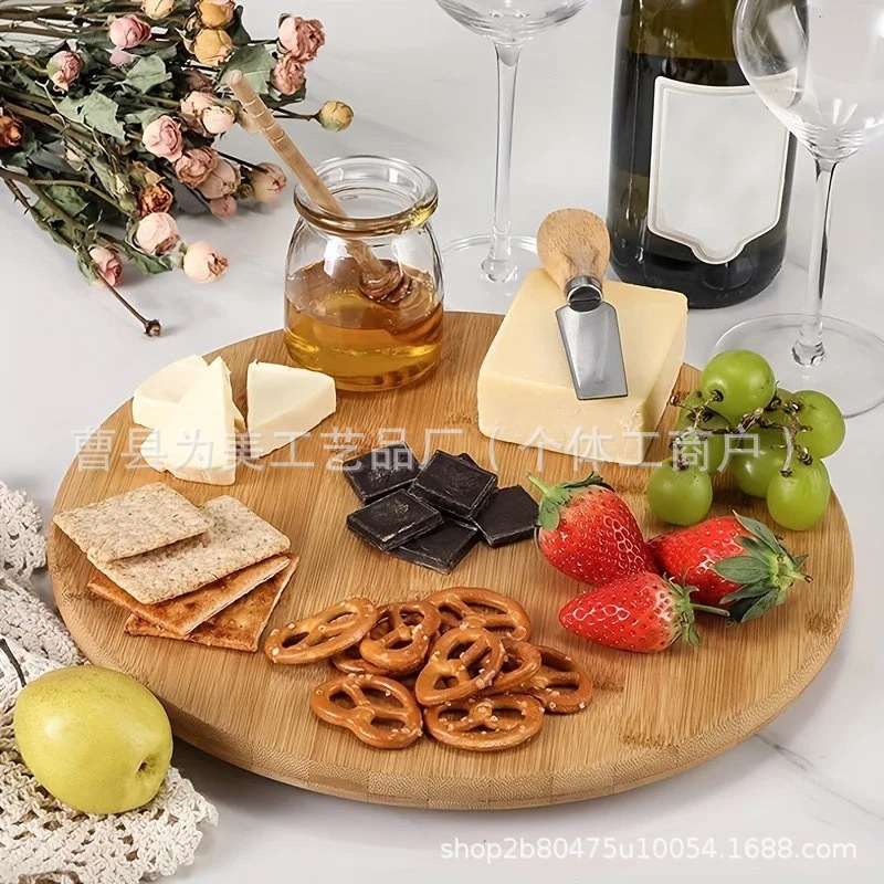 Bandeja giratoria de bambú, encimera de cocina, estante de almacenamiento de condimentos y especias, bandeja de bocadillos de frutas para la hospitalidad del hogar