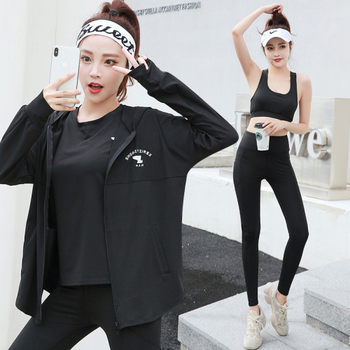 Women's Loose and Comfortable Sportswear Set with Zipper Hooded Quick-Dry Top, Flab-Hiding Large Size Fat Girl Yoga Clothes