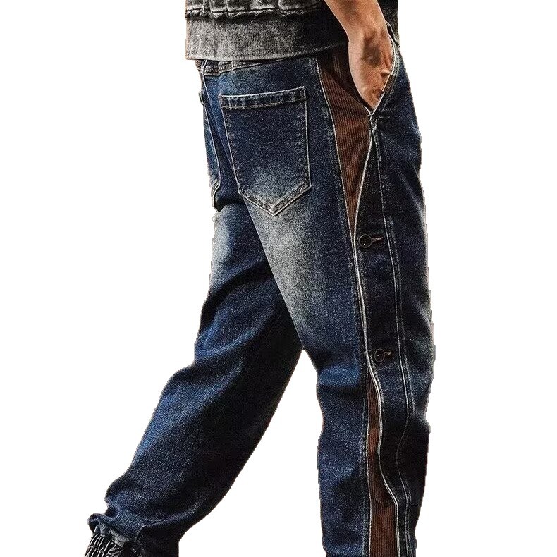 2026 nuevos jeans negros de moda para hombres pantalones largos sueltos pantalones retro americanos para hombres