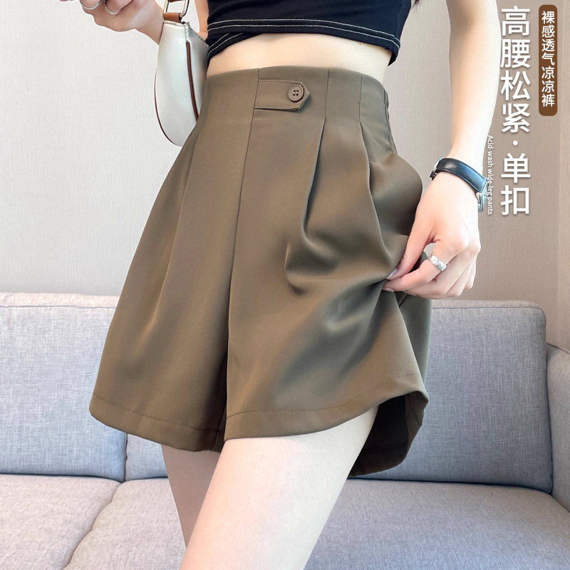 Ice Silk Chiffon Suit Shorts for Women, Summer Thin Loose Fit, 2025 New High-Waisted Slimming Casual A-Line Wide-Leg Pants Ice Silk Chiffon Suit Shorts for Women, Summer Thin Loose Fit, 2025 New High-Waisted Slimming Casual A-Line Wide-Leg Pants